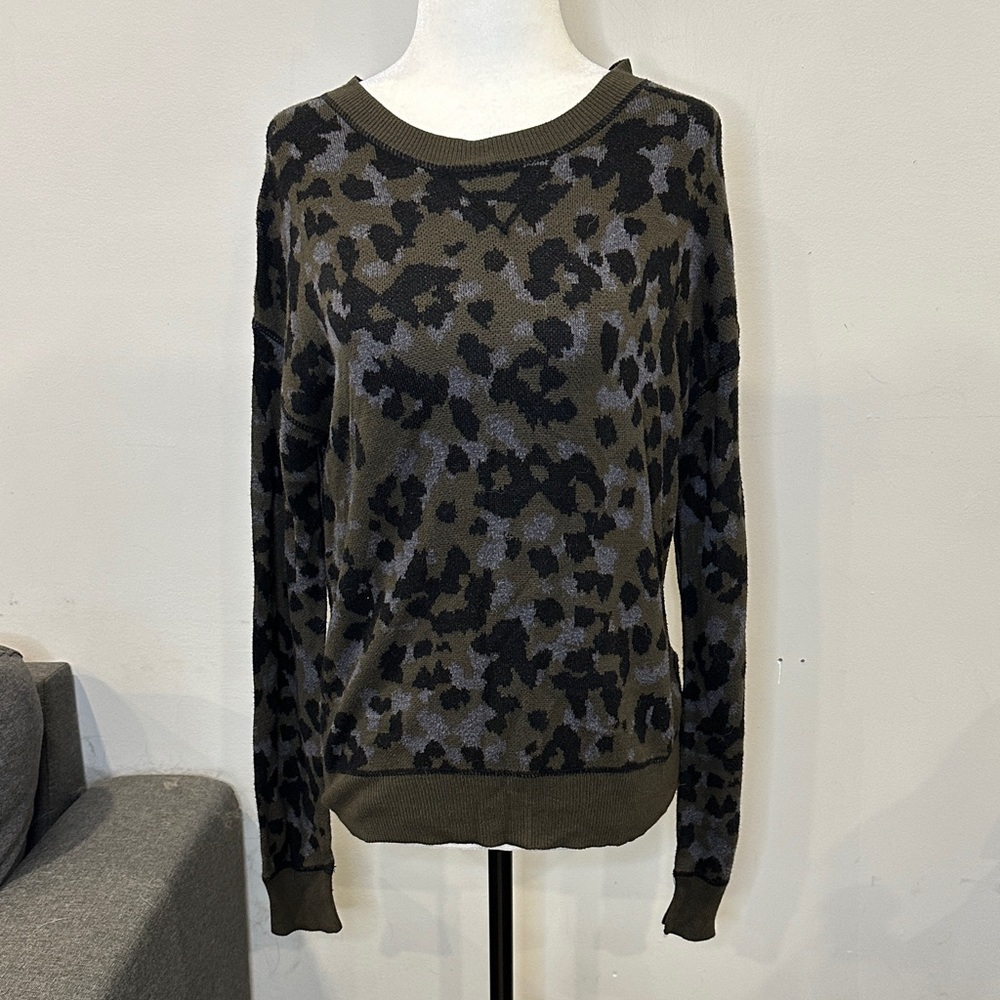 Anthropologie Ethan Leopard Camo Dark Knit Sweater - Picture 3 of 6